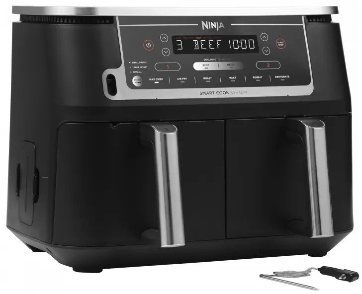 Ninja AF451EU Διπλή φριτέζα ζεστού αέρα, 2470W, 9,5L, 6 προγράμματα, ανεξάρτητες ζώνες, συγχρονισμός, μαύρο χρώμα