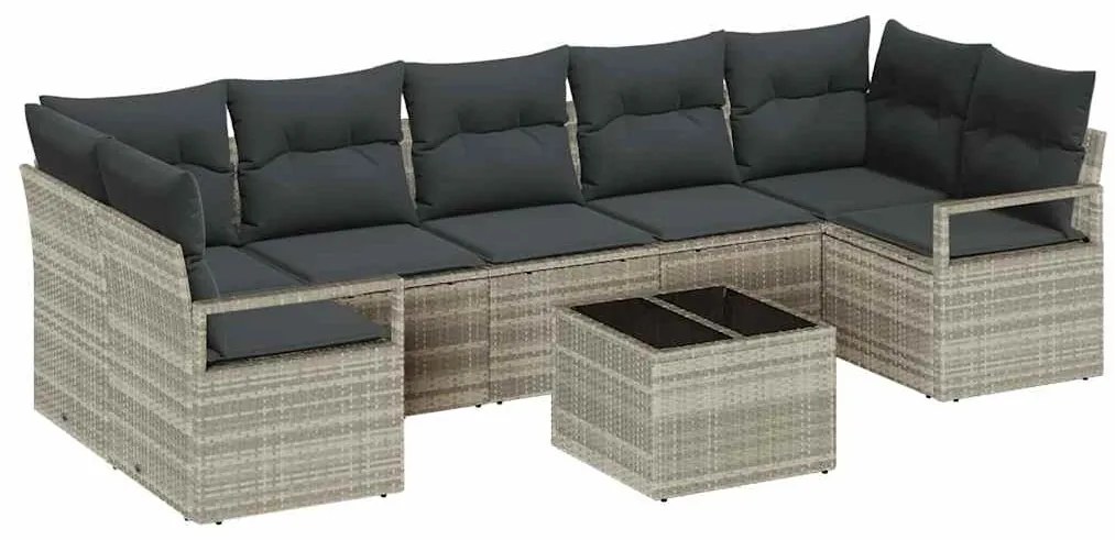 vidaXL Σετ Καναπέ Κήπου με μαξιλάρι 8 pcs Ανοιχτό γκρι 55 x 55 x 37 εκ