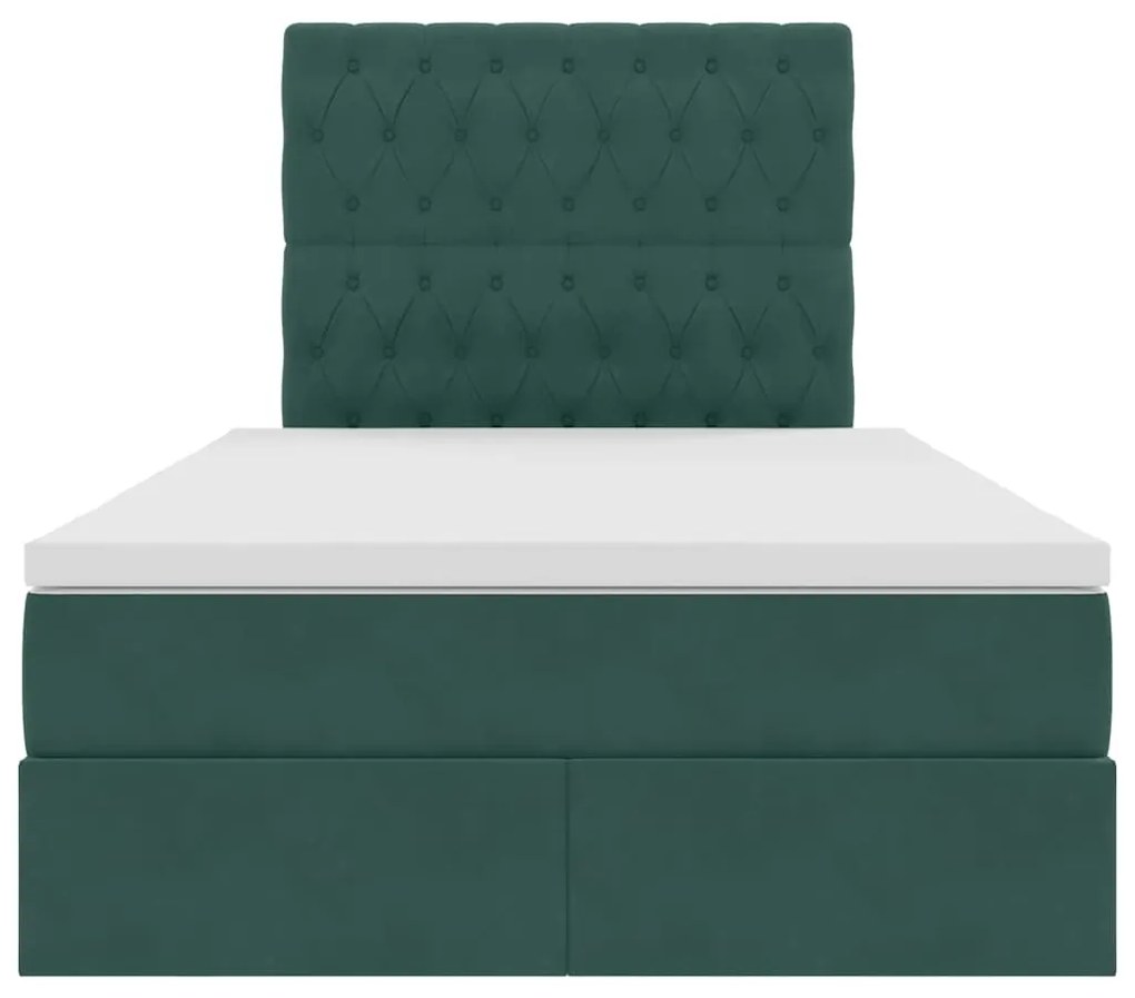 vidaXL Κρεβάτι με αποθηκευτικό χώρο και LED με στρώμα Σκούρο Πράσινο