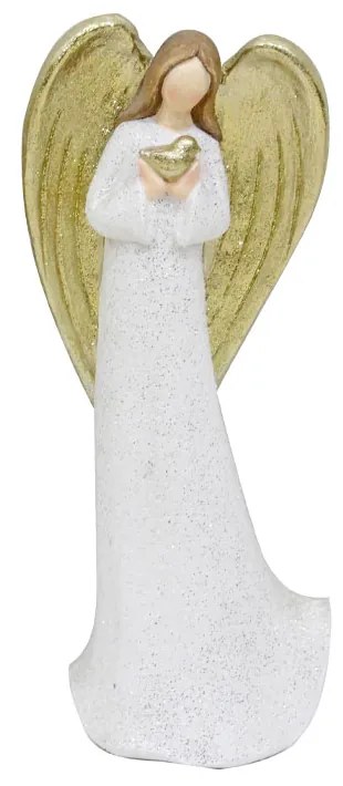 XMAS ANGEL FAITH B ΑΓΓΕΛΟΣ POLYRESIN ΛΕΥΚΟ ΧΡΥΣΟ 27x19xH63cm