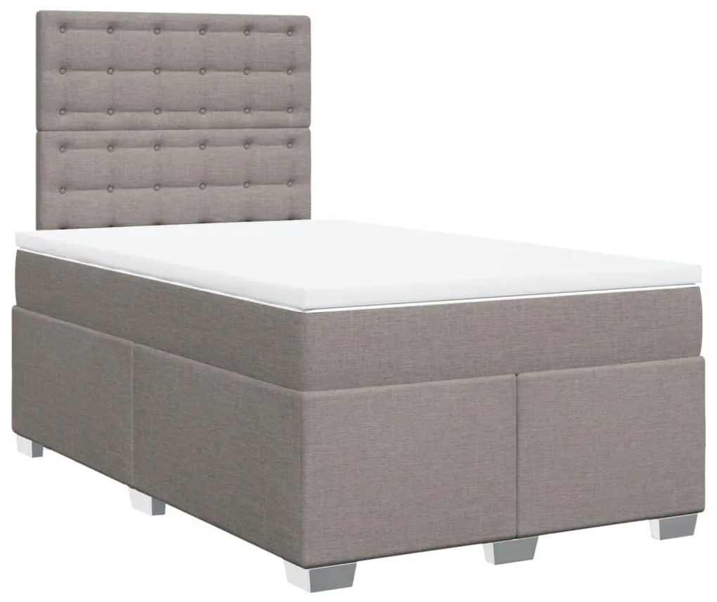 Κρεβάτι Boxspring με Στρώμα Taupe 120x190 εκ. Υφασμάτινο - Μπεζ-Γκρι