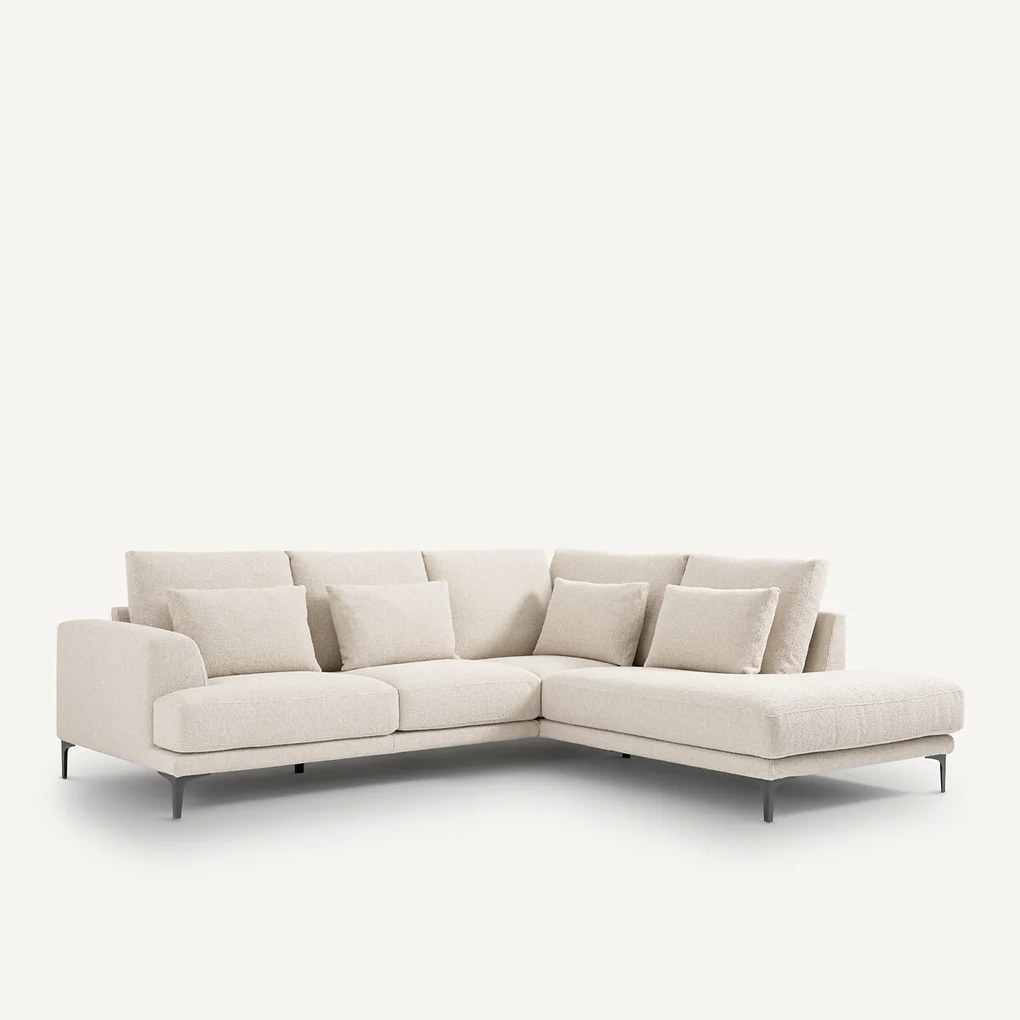 Γωνιακός καναπές με δεξιά κλειστή γωνία και μπουκλέ ταπετσαρία, Marsile