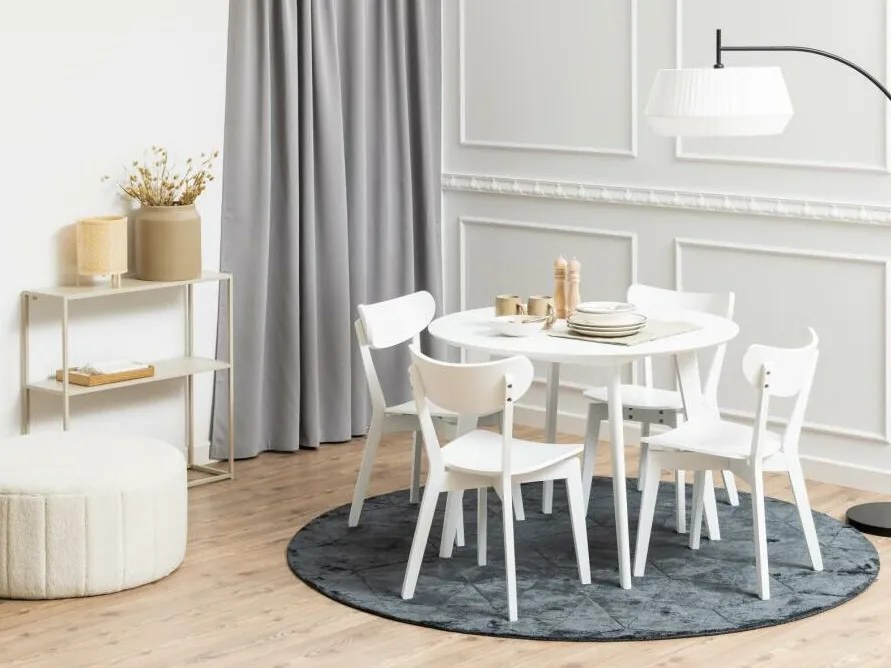 Τραπέζι Oakland 385 Άσπρο, Άσπρο, 76cm, 21 kg, Φυσικό ξύλο καπλαμά, Ινοσανίδες μέσης πυκνότητας, Ξύλο, Ξύλο: Καουτσούκ | Epipla1.gr
