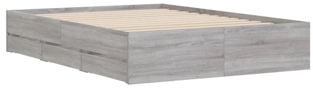 vidaXL Πλαίσιο Κρεβατιού με συρτάρια Γκρι sonoma 120x190εκ. Επεξ. Ξύλο