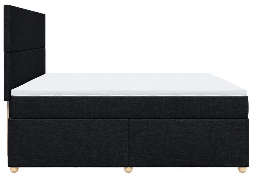 vidaXL Κρεβάτι Boxspring με Στρώμα Μαύρο 200x200 εκ. Υφασμάτινο
