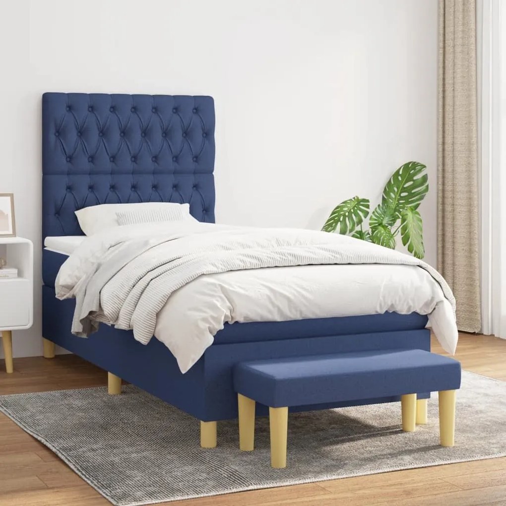 ΚΡΕΒΑΤΙ BOXSPRING ΜΕ ΣΤΡΩΜΑ ΜΠΛΕ 100 X 200 ΕΚ. ΥΦΑΣΜΑΤΙΝΟ 3137379