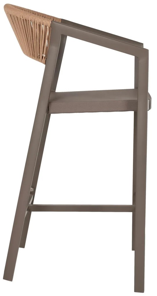 Σκαμπό Μπαρ C5892.23 Αλουμινίου Σαμπανί με Rattan &amp; Textline 56x58x105Yεκ. 56x58x105 εκ.