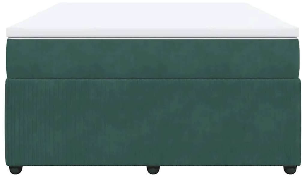 vidaXL Κρεβάτι Boxspring με Στρώμα Σκούρο Πράσινο 140x200εκ. Βελούδινο