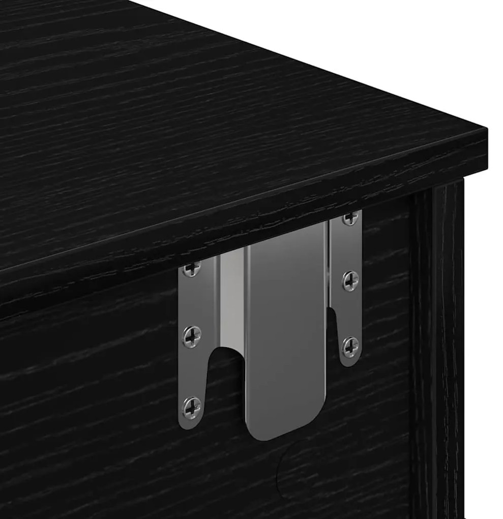 Ράφι τοίχου με συρτάρια Μαύρο 100x37,5x19 cm Ξύλινη κατασκευή - Μαύρο