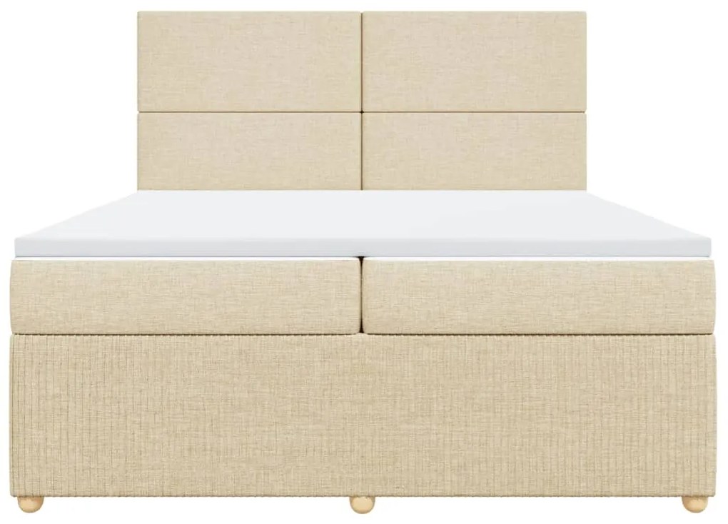 vidaXL Κρεβάτι Boxspring με Στρώμα Κρεμ 200x200 εκ. Υφασμάτινο