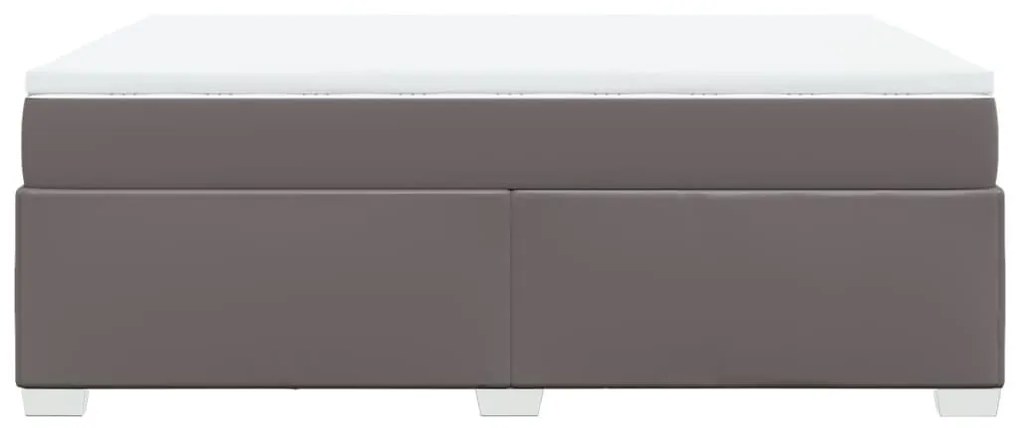 Κρεβάτι Boxspring με Στρώμα Γκρι 160x200εκ. από Συνθετικό Δέρμα - Γκρι