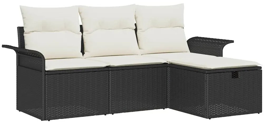 vidaXL Σετ Καναπέ Κήπου 4 pcs Μαύρο και κρεμ 196 x 117 x 85 εκ.