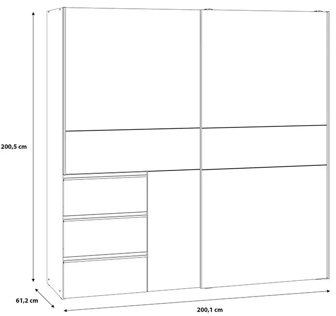 Ντουλάπα ρούχων Gotion δίφυλλη λευκό μελαμίνης 200x61x200.5εκ 200x61x200.5 εκ.