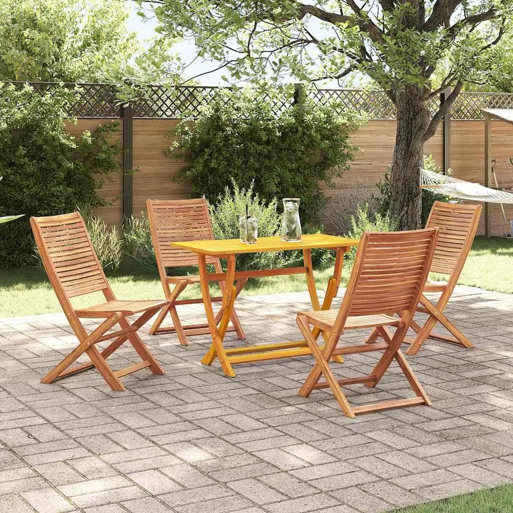 vidaXL Σέτ φαγητού για κήπο με μαξιλάρι 5 pcs Καφέ Μασίφ ξύλο ακακίας