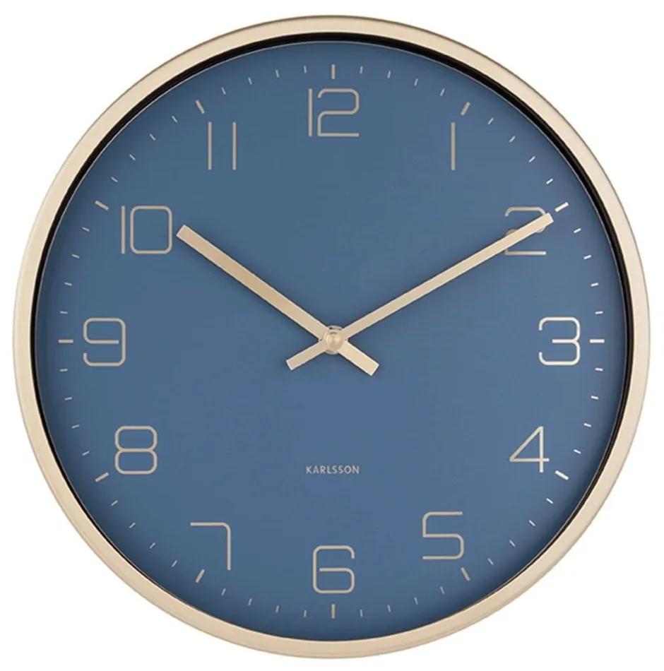 Ρολόι Τοίχου Elegance KA5720BL Φ30cm Μεταλλικό Gold-Blue Karlsson Μέταλλο