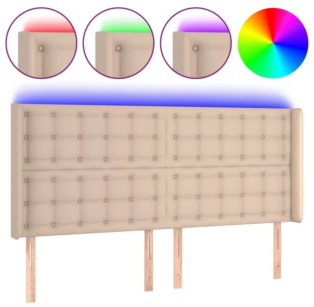 Κεφαλάρι Κρεβατιού LED Καπουτσίνο 163x16x118/128 εκ - Καφέ
