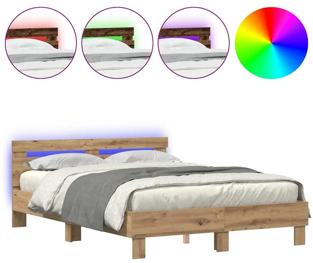 vidaXL Σκελετός Κρεβατιού artisan δρυς 150 x 200 cm Επεξεργασμένο ξύλο