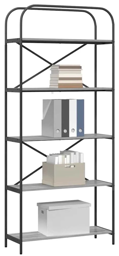 vidaXL Ράφι Βιβλίων Γκρίζο Σονομα 80 x 30 x 183 εκ Επεξεργασμένο ξύλο