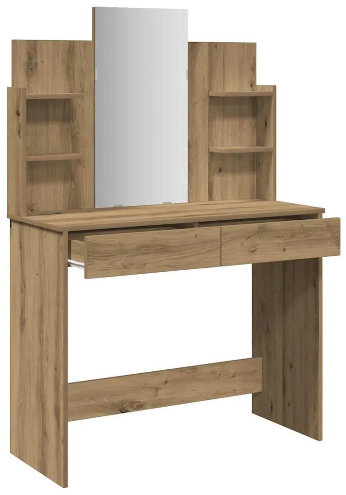 vidaXL Κομοδίνο με καθρέφτη Artisan Oak 96x39x142 cm