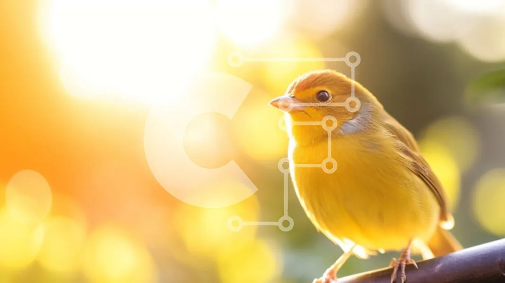 Intra Συλλεκτικό Ξύλινο Παζλ Plywood 4mm - Μικρό κίτρινο πουλί σκαρφαλωμένο σε ένα κλαδί Σε Ξύλινο Κουτί - Διαστάσεις: 10x10 cm – 25 κομμάτια