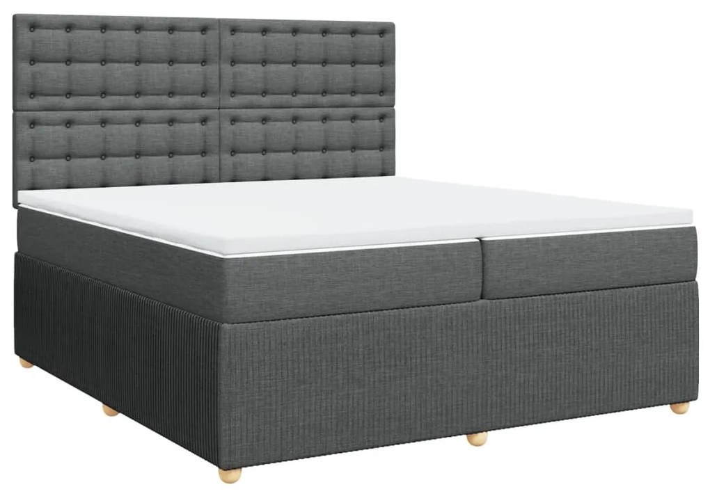 vidaXL Κρεβάτι Boxspring με Στρώμα Σκούρο Γκρι 200x200 εκ. Υφασμάτινο