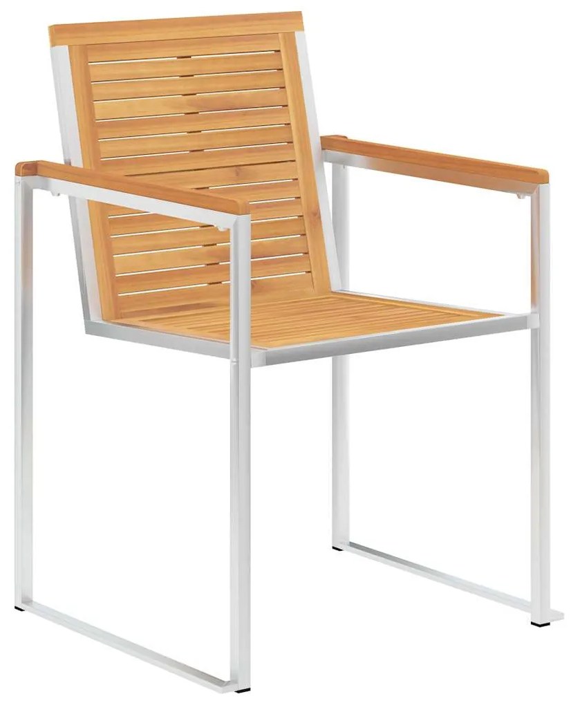 vidaXL Καρέκλες Κήπου 2 τεμ. από Μασίφ Ξύλο Teak/Ατσάλι με Μαξιλάρια