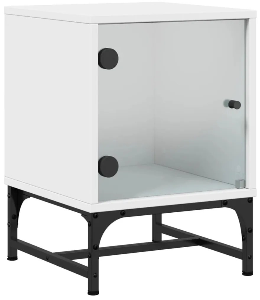 vidaXL Κομοδίνα 2 τεμ. Λευκά 35x37x50 εκ. με Γυάλινες Πόρτες