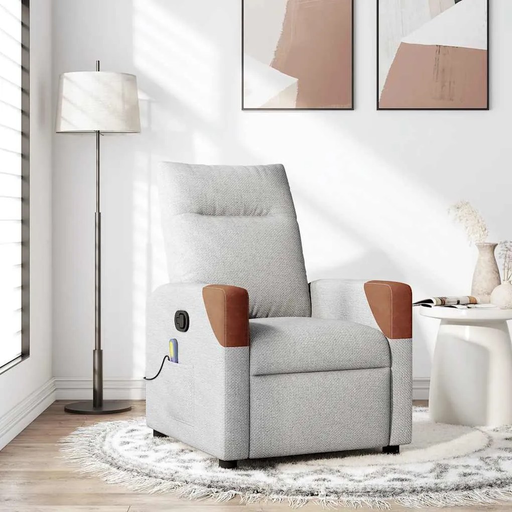 vidaXL καρέκλα ανάκλισης μασάζ Cloud Grey Fabric