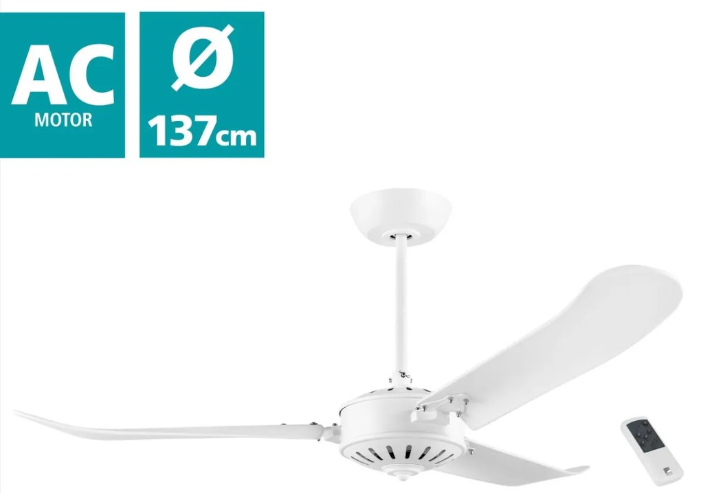 Ανεμιστήρας Οροφής Ø137x51,5cm 90w AC 220-240V,50Hz Remote Control Λευκό Ματ Eglo Hoi An 35027