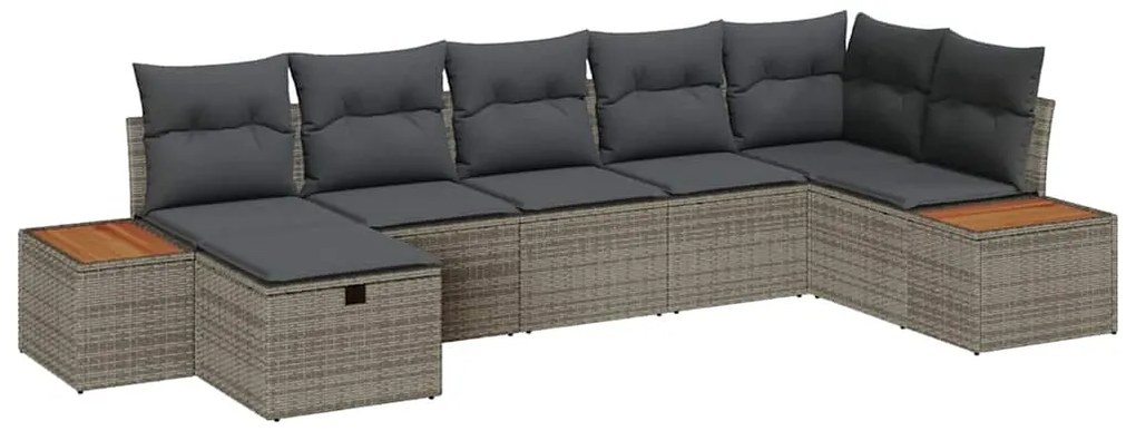 vidaXL Σετ Καναπέ Κήπου 7 pcs Γκρι 55 x 62 x 69 εκ Πολυ ράταν