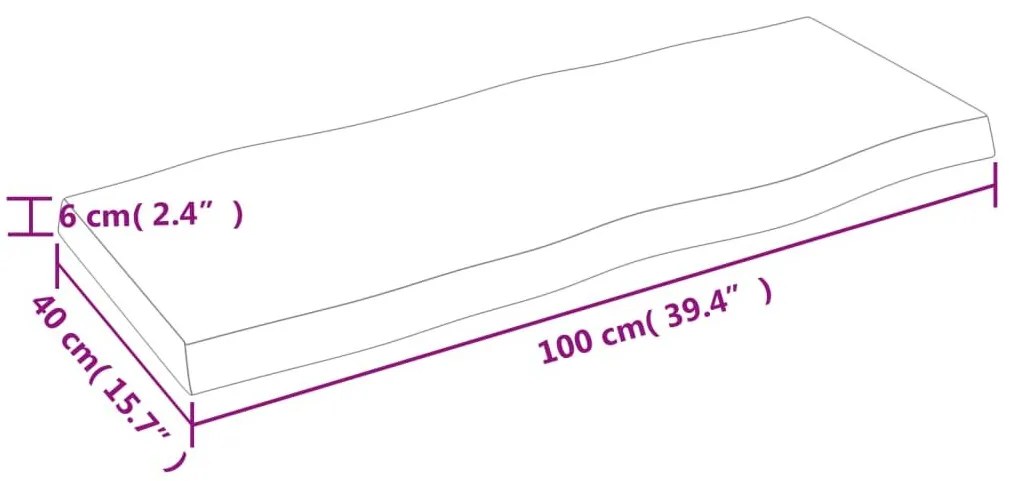 Επιφ Τραπεζιού Αν Καφέ 100x40x(2-6)εκ.Ακατέργ. Μασίφ Ξύλο Δρυός - Καφέ