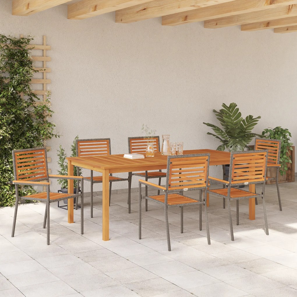 vidaXL Σετ Τραπεζαρίας Κήπου 7 pcs Γκρι 200 x 100 x 74 cm