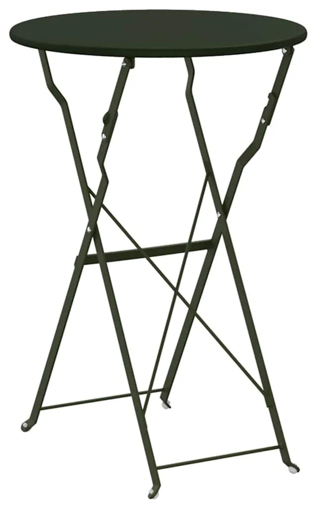 vidaXL Τραπέζι Bistro Σκούρο Πράσινο Ø 50 x 71 εκ. Ατσάλι με Πούδρα