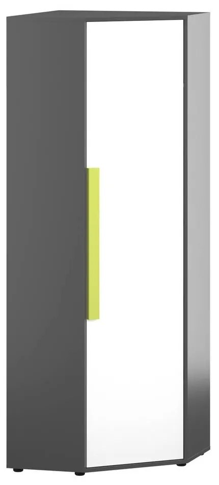 Ντουλάπα Μονόφυλλη Γωνιακή Alex 51x35/71x194εκ Γραφίτης-Λευκό TO-ALEXCORNER