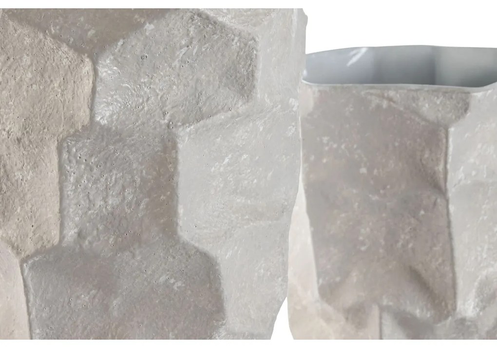 Σετ 2 Βάζων Home ESPRIT Μπεζ Μέταλλο Σύγχρονη 20 x 20 x 48 cm 19 x 19 x 48 cm (2 Τεμάχια)