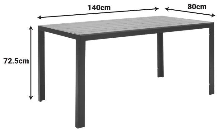 Τραπέζι Nares αλουμίνιο μαύρο-plywood ανθρακί 140x80x72.5εκ 140x80x72.5 εκ.
