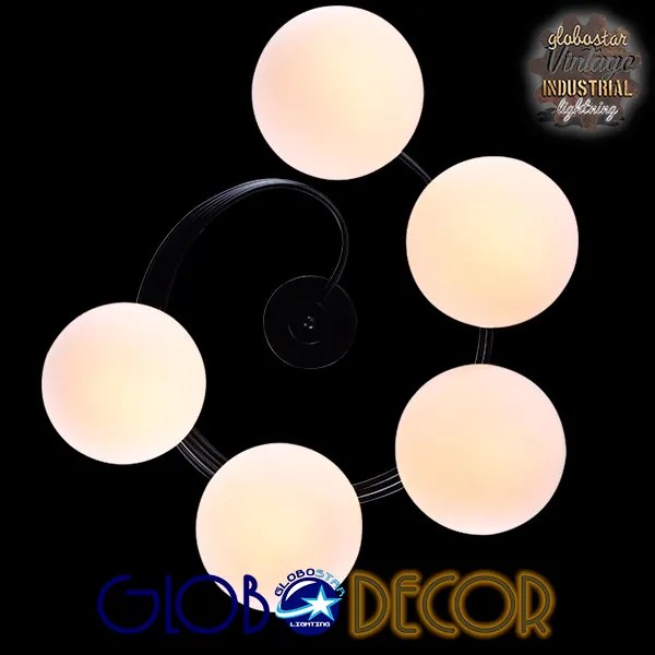 GloboStar SELINA 01090 Μοντέρνο Φωτιστικό Οροφής Πολύφωτο Μαύρο Μεταλλικό με Λευκό Γυαλί Φ63 x Y47cm - 01090