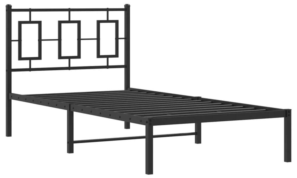 vidaXL Πλαίσιο Κρεβατιού με Κεφαλάρι Μαύρο 90 x 190 εκ. Μεταλλικό