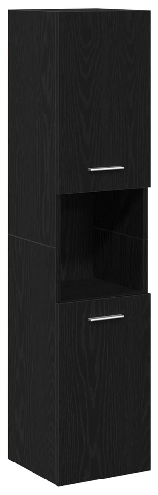 vidaXL Ντουλάπι Τοίχου Μπάνιου Μαύρο Δρυς 30x30x130 εκ από Ξύλο
