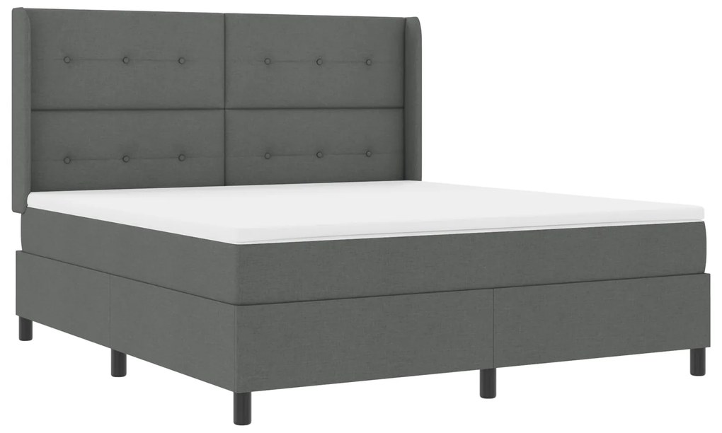 vidaXL Κρεβάτι Box Spring με Στρώμα Σκούρο Γκρι 180x200 εκ ύφασμα