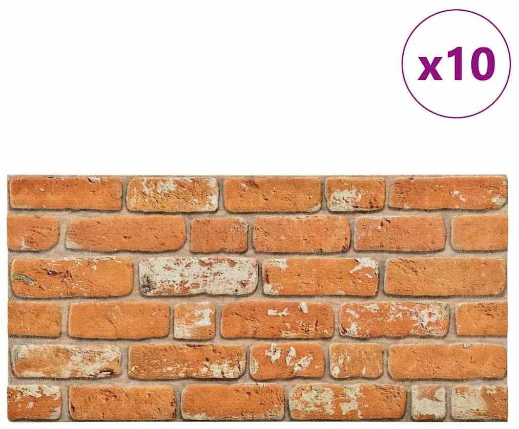 vidaXL Πάνελ Τοίχου 3D 10 τεμ. Σχέδιο Τούβλα Ανοιχτό Καφέ EPS