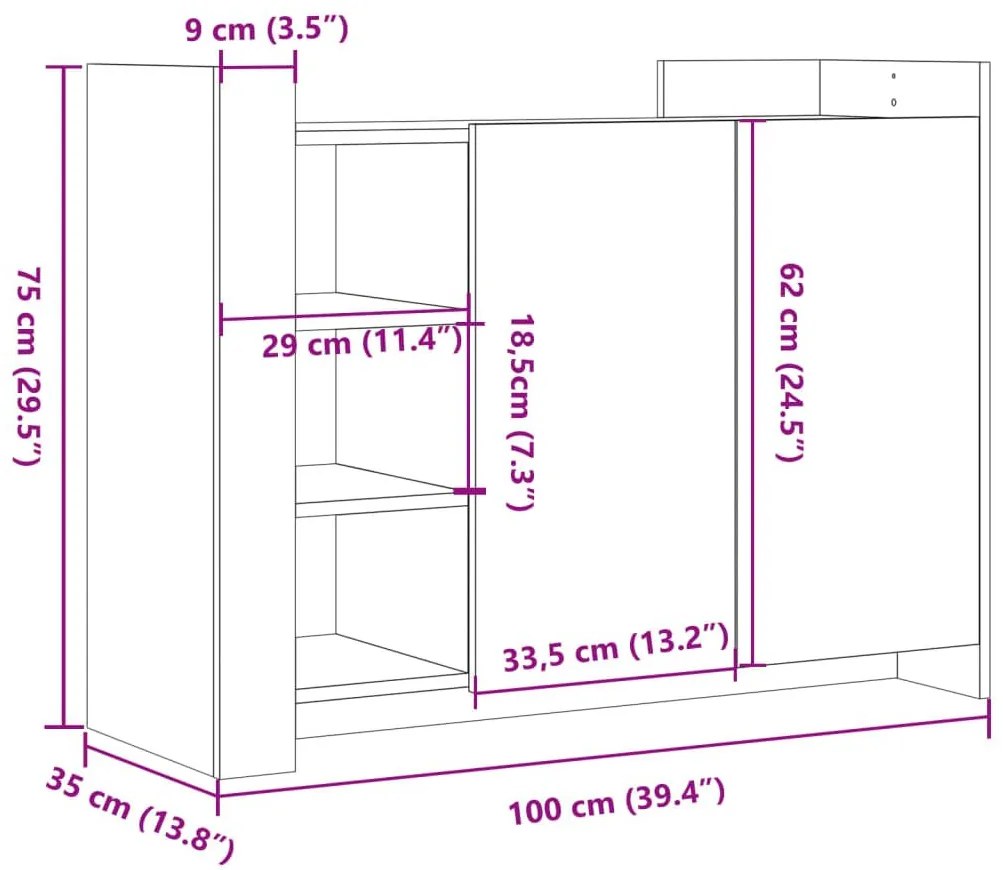 Ντουλάπι Γκρι Σκυρ. 100x35x75 εκ. από Επεξεργασμένο Ξύλο - Γκρι