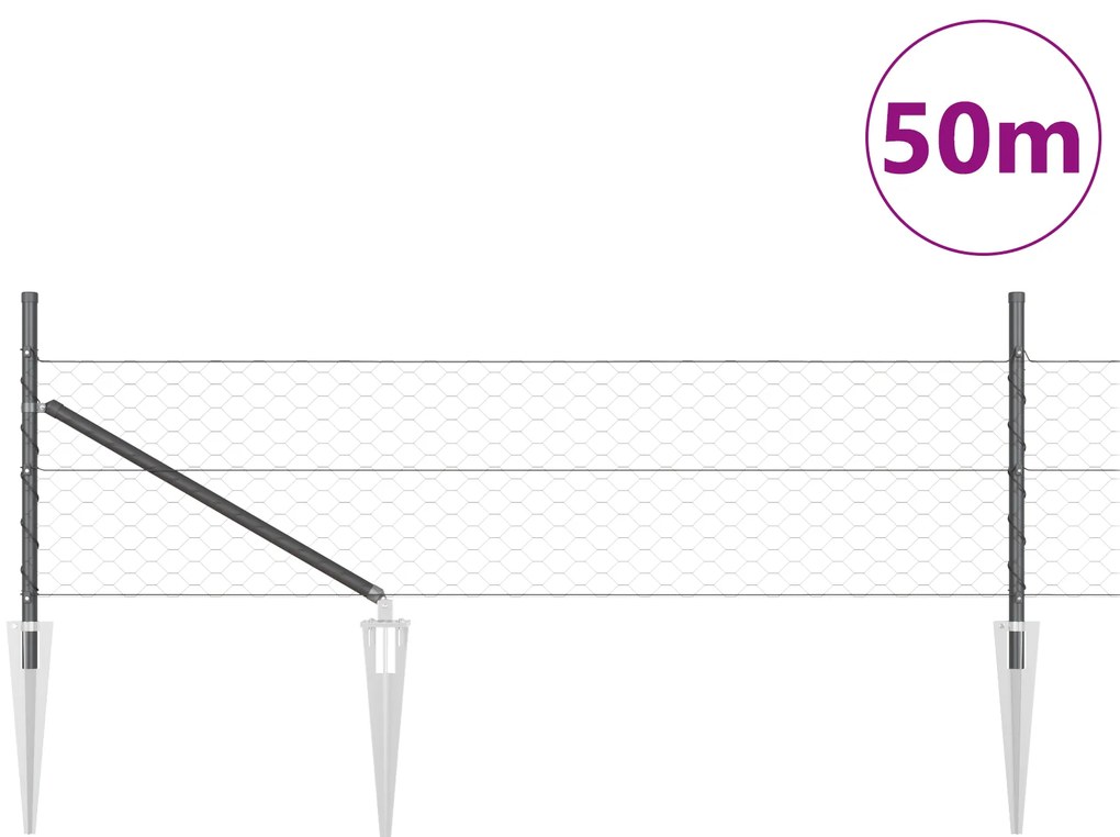 vidaXL Hexagon Fence Γκρι 0.4x50 μ Ατσάλι