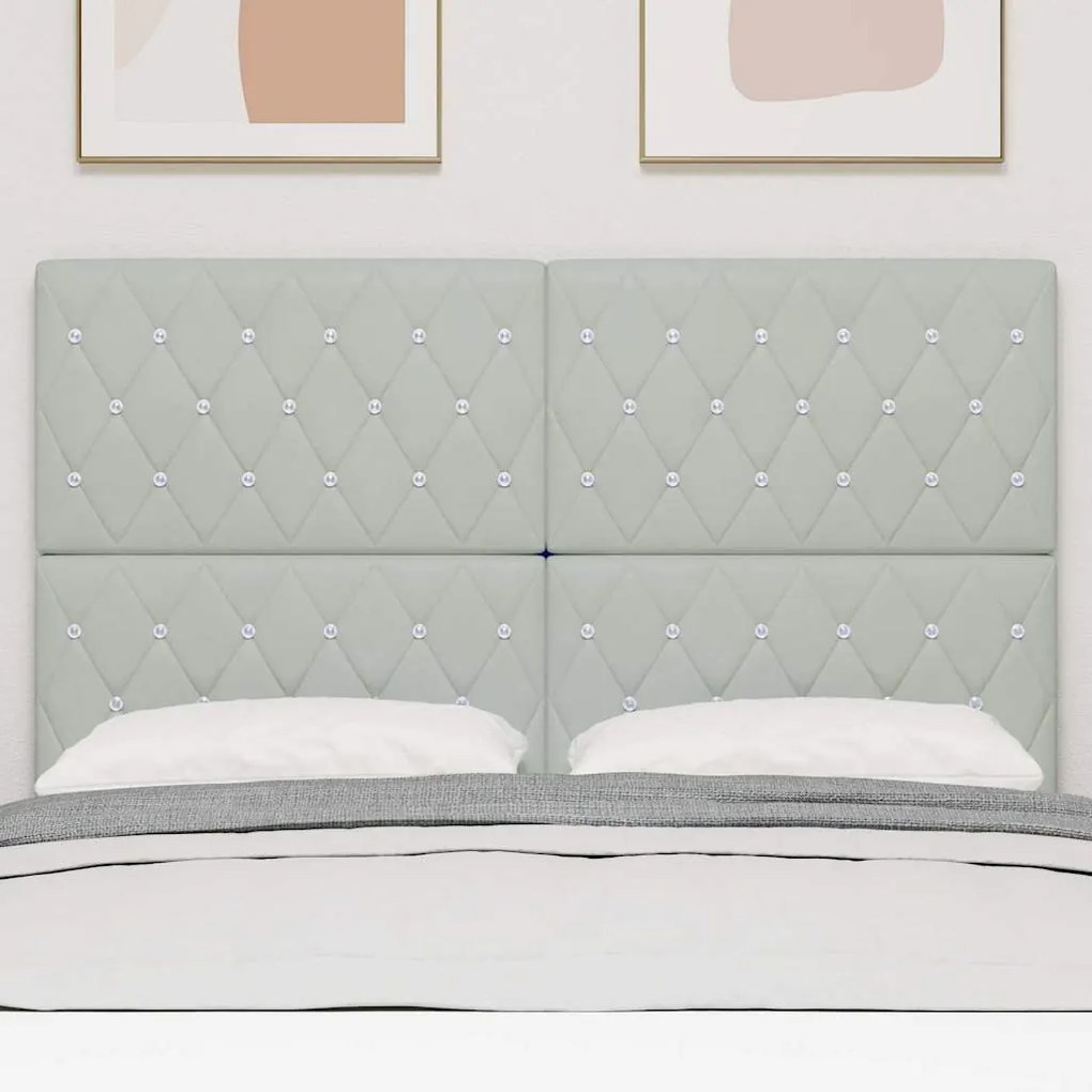 vidaXL Βελούδινο Κεφαλάρι Argyle Ανοιχτό γκρι 140 cm Βελούδο