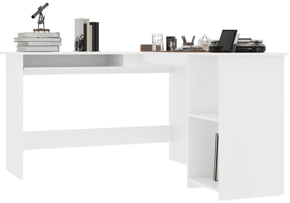 vidaXL Γραφείο Γωνιακό Λευκό 120 x 140 x 75 εκ. από Επεξ. Ξύλο