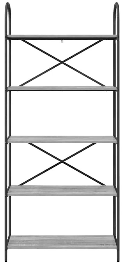 vidaXL Ράφι Βιβλίων Γκρίζο Σονομα 80 x 30 x 183 εκ Επεξεργασμένο ξύλο