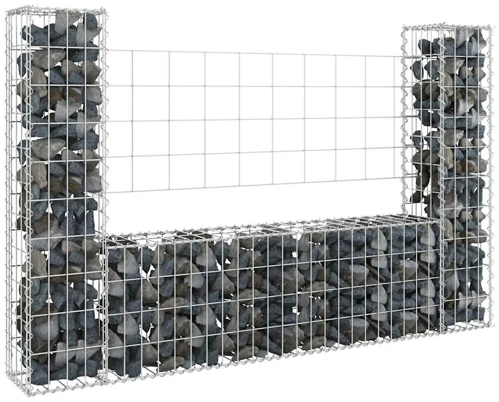 vidaXL Συρματοκιβώτιο σε U Σχήμα με 2 Στύλους 140x20x100 εκ Σιδερένιο