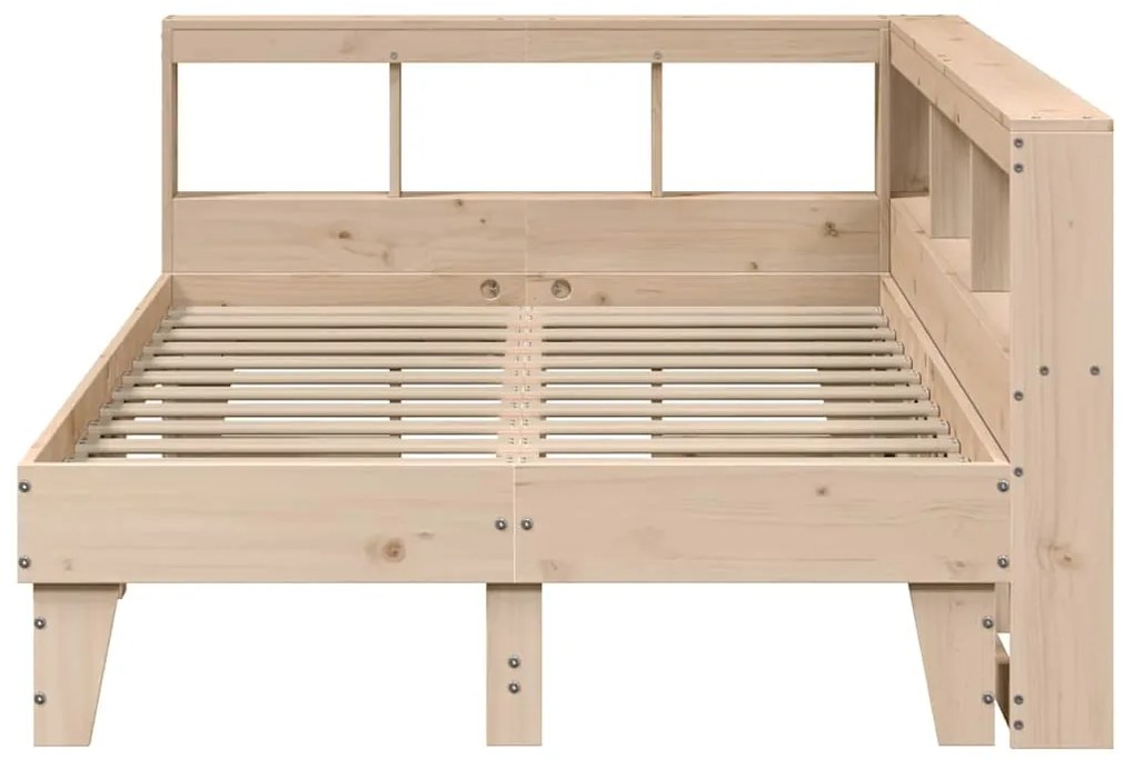 vidaXL Κρεβάτι Βιβλιοθήκη Χωρίς Στρώμα 140x190 εκ Μασίφ Ξύλο Πεύκου