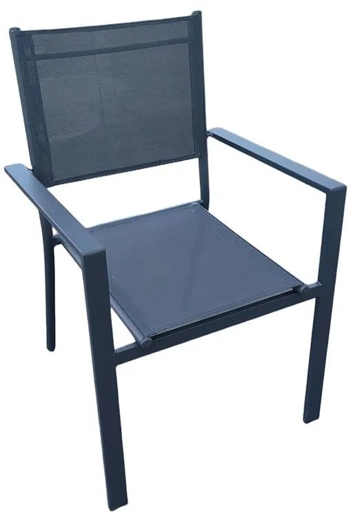 WOODWELL Ε6794,3AMIRAL Πολυθρόνα Dining Στοιβαζόμενη, Αλουμίνιο Ανθρακί - Textilene Γκρι 60x57x85cm Ε6794,3