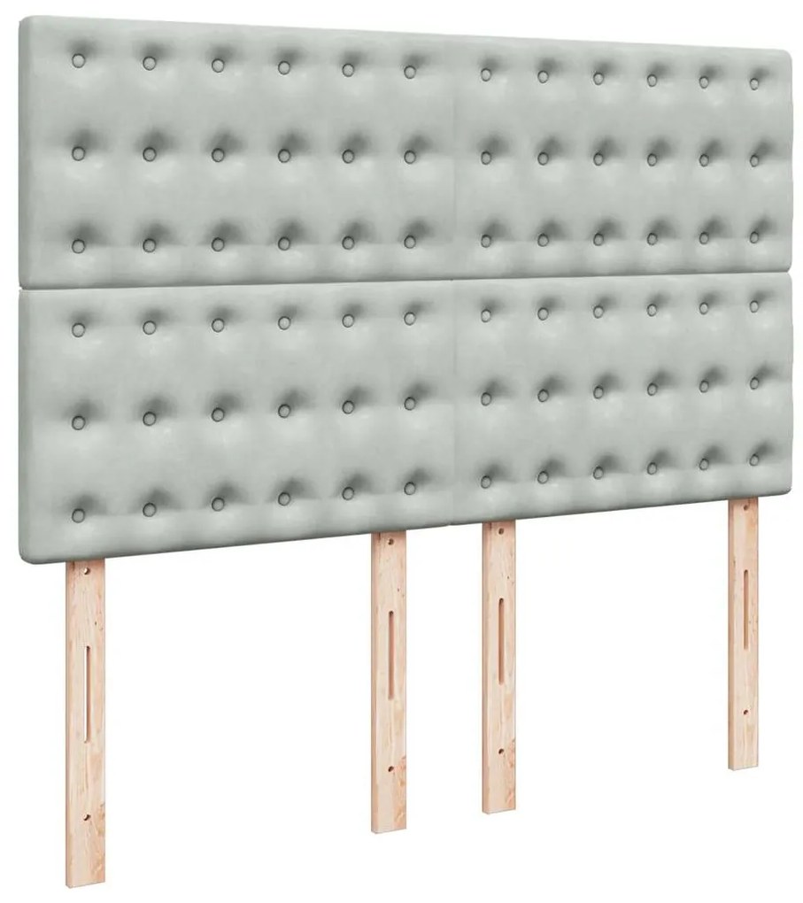 vidaXL Κρεβάτι Boxspring με Στρώμα Ανοιχτό Γκρι 140x200 εκ. Βελούδινο